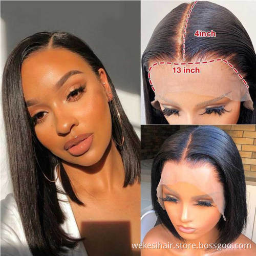 China Natural Color Long Swiss Lace Straight Hair Wig For Black Women 100% Raw Indian Human Hair Lace Front Wig